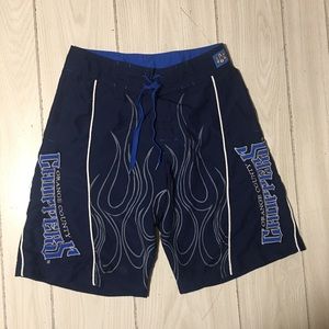 Orange County Choppers Board Shorts 30 Blue Swim Surf Drawstring Pocket Logo